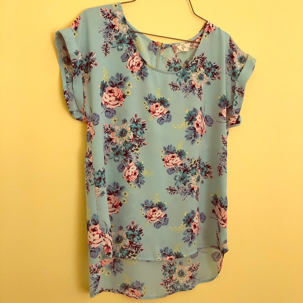 Pink Rose Vintage Floral Blouse Sz M
